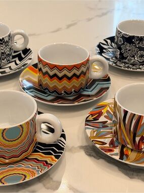 Missoni Multicolor Zigzag & Floral Espresso Cup and Saucer Set